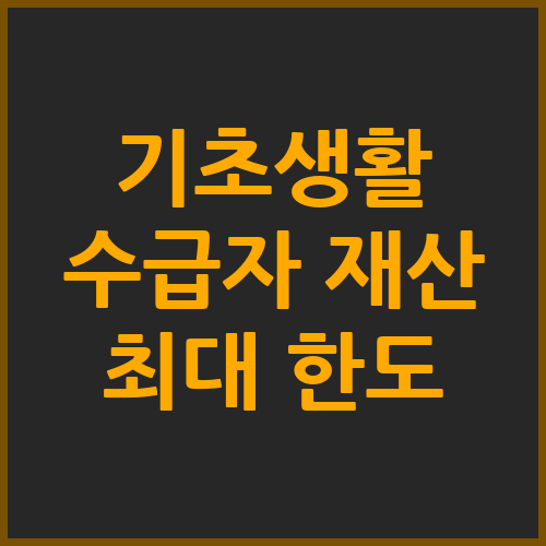 기초생활수급자 재산 최대 한도