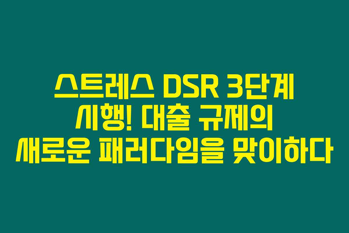 스트레스 DSR 3단계 시행! 대출 규제의 새로운 패러다임을 맞이하다 스트레스 DSR 3단계 시행! 대출 규제의 새로운 패러다임을 맞이하다