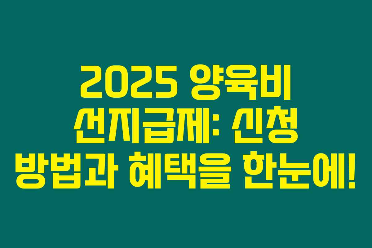 2025 양육비 선지급제: 신청 방법과 혜택을 한눈에! 2025 양육비 선지급제: 신청 방법과 혜택을 한눈에!