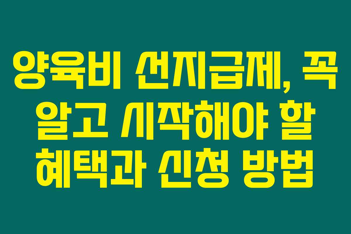 양육비 선지급제, 꼭 알고 시작해야 할 혜택과 신청 방법 양육비 선지급제, 꼭 알고 시작해야 할 혜택과 신청 방법