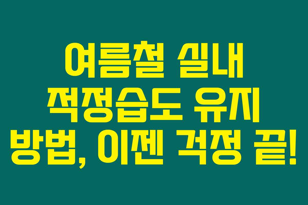 여름철 실내 적정습도 유지 방법, 이젠 걱정 끝! 여름철 실내 적정습도 유지 방법, 이젠 걱정 끝!