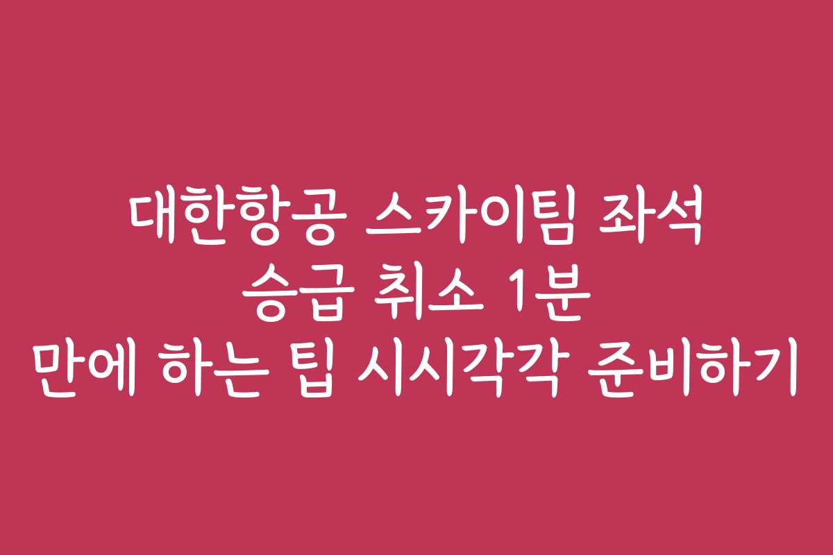 대한항공 스카이팀 좌석 승급 취소 1분 만에 하는 팁 시시각각 준비하기 대한항공 스카이팀 좌석 승급 취소 1분 만에 하는 팁 시시각각 준비하기