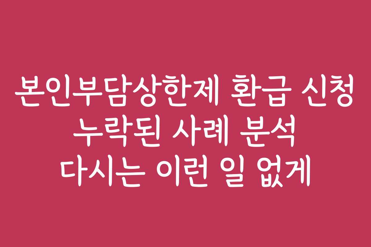 본인부담상한제 환급 신청 누락된 사례 분석 다시는 이런 일 없게 본인부담상한제 환급 신청 누락된 사례 분석 다시는 이런 일 없게