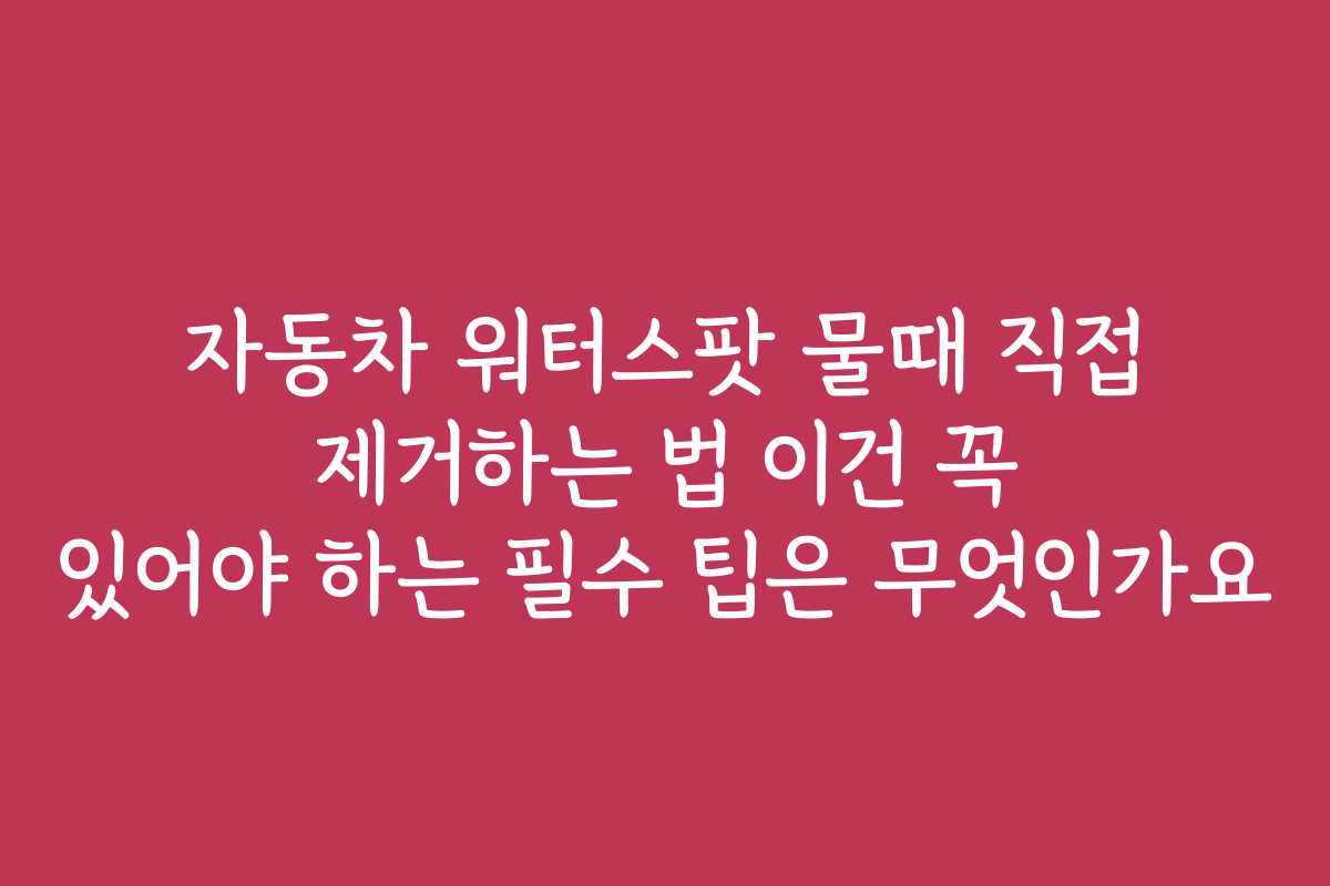 자동차 워터스팟 물때 직접 제거하는 법 이건 꼭 있어야 하는 필수 팁은 무엇인가요 자동차 워터스팟 물때 직접 제거하는 법 이건 꼭 있어야 하는 필수 팁은 무엇인가요