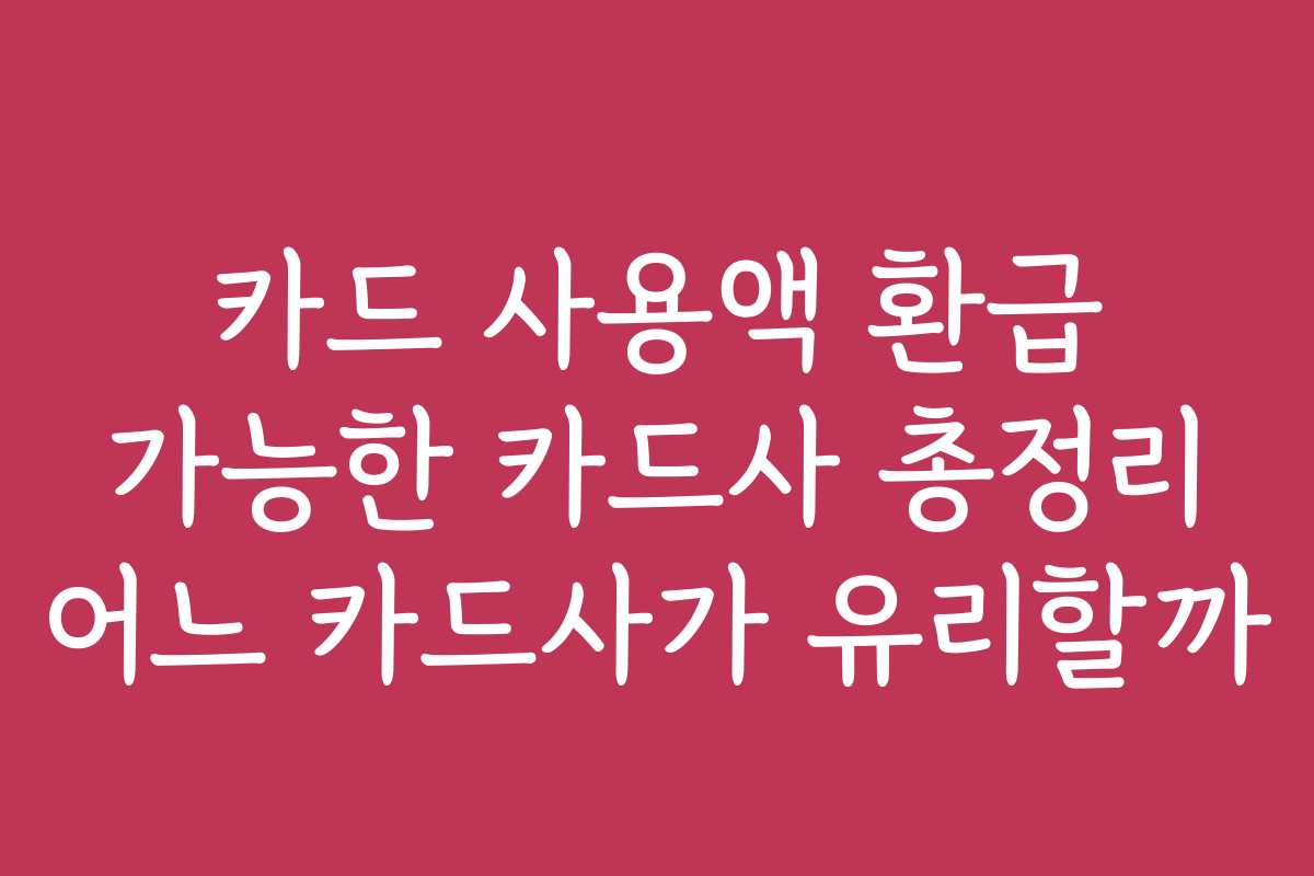 카드 사용액 환급 가능한 카드사 총정리 어느 카드사가 유리할까 카드 사용액 환급 가능한 카드사 총정리 어느 카드사가 유리할까