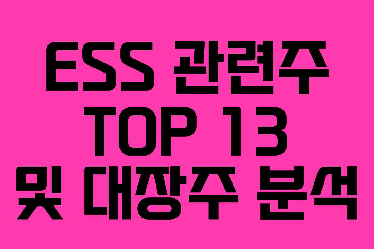 ESS 관련주 TOP 13 및 대장주 분석