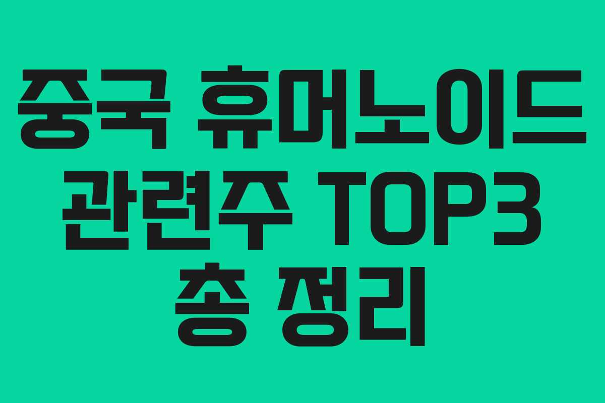 중국 휴머노이드 관련주 TOP3 총 정리