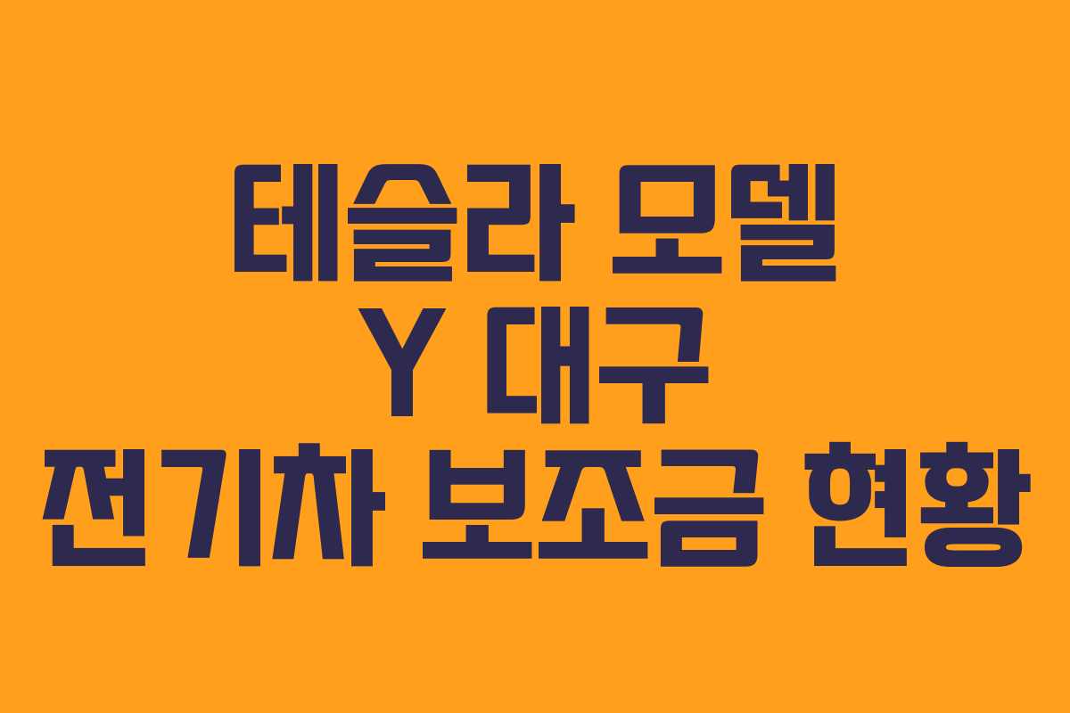 테슬라 모델 Y 대구 전기차 보조금 현황