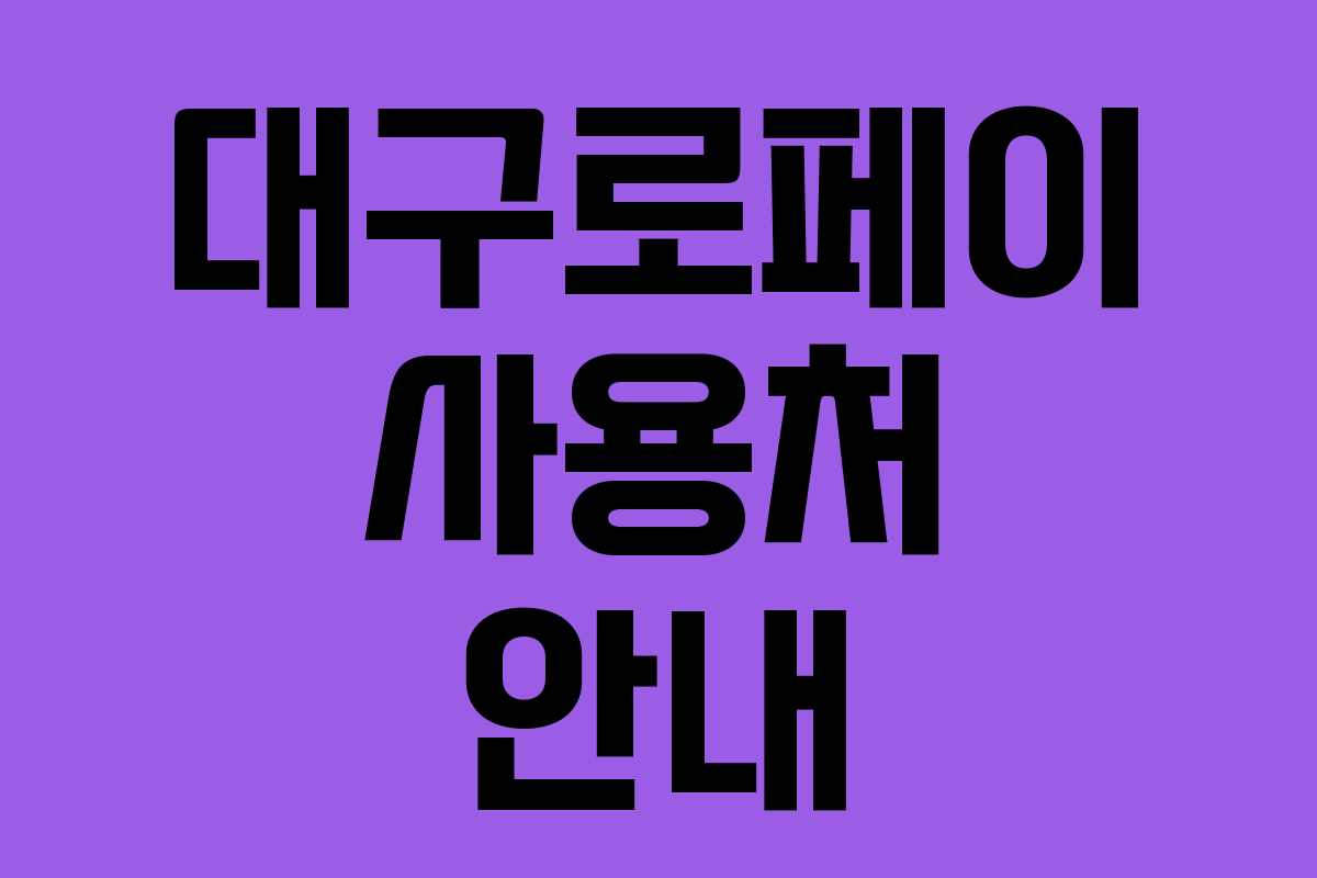 대구로페이 사용처 안내