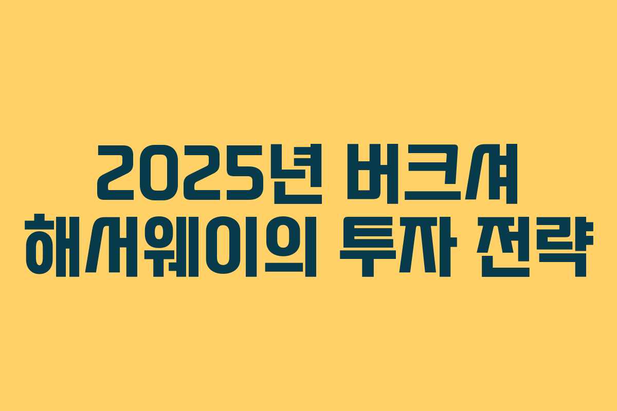 2025년 버크셔 해서웨이의 투자 전략