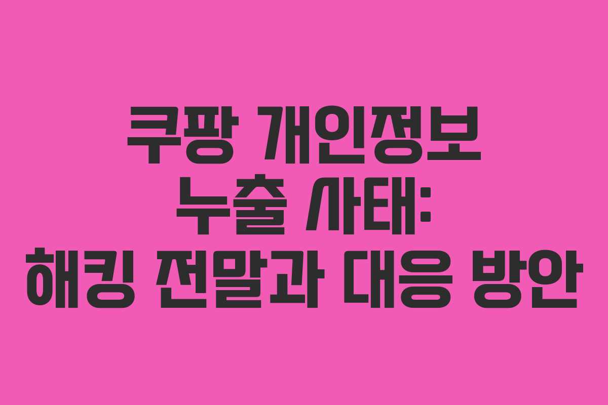 쿠팡 개인정보 누출 사태: 해킹 전말과 대응 방안