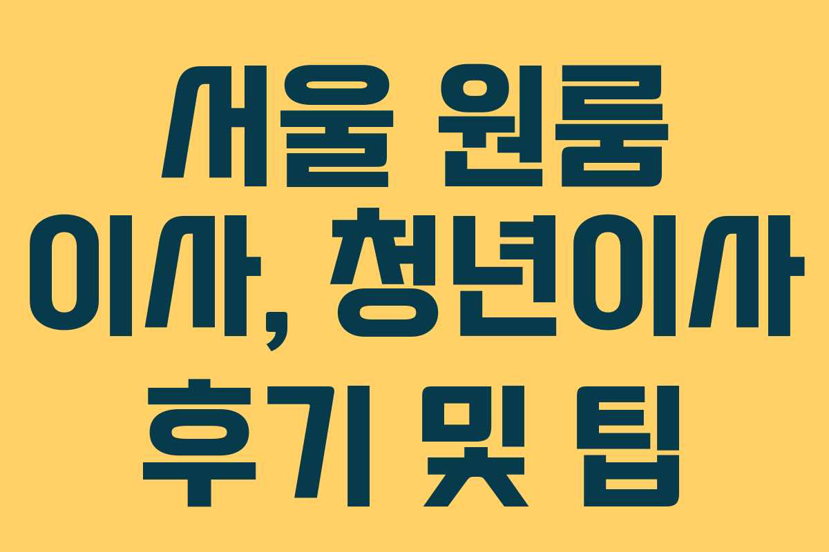 서울 원룸 이사, 청년이사 후기 및 팁