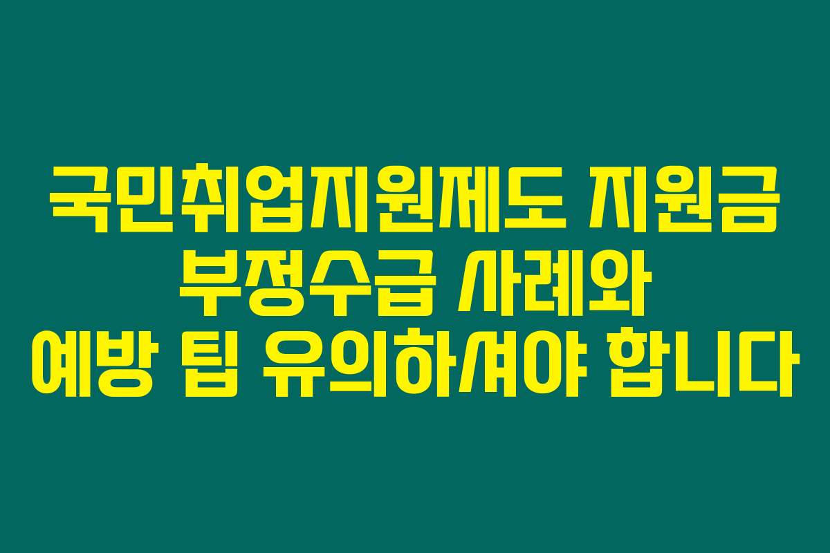 국민취업지원제도 지원금 부정수급 사례와 예방 팁 유의하셔야 합니다