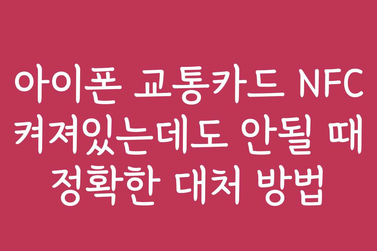 아이폰 교통카드 NFC 켜져있는데도 안될 때 정확한 대처 방법