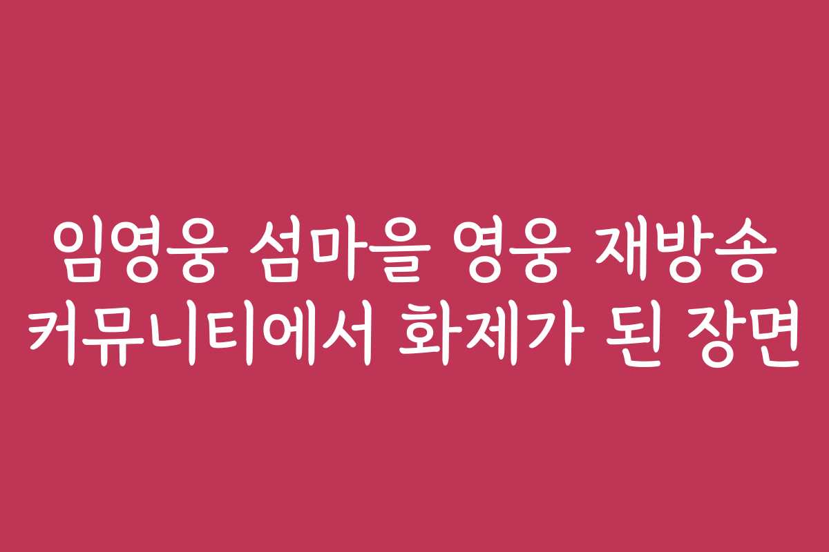 임영웅 섬마을 영웅 재방송 커뮤니티에서 화제가 된 장면