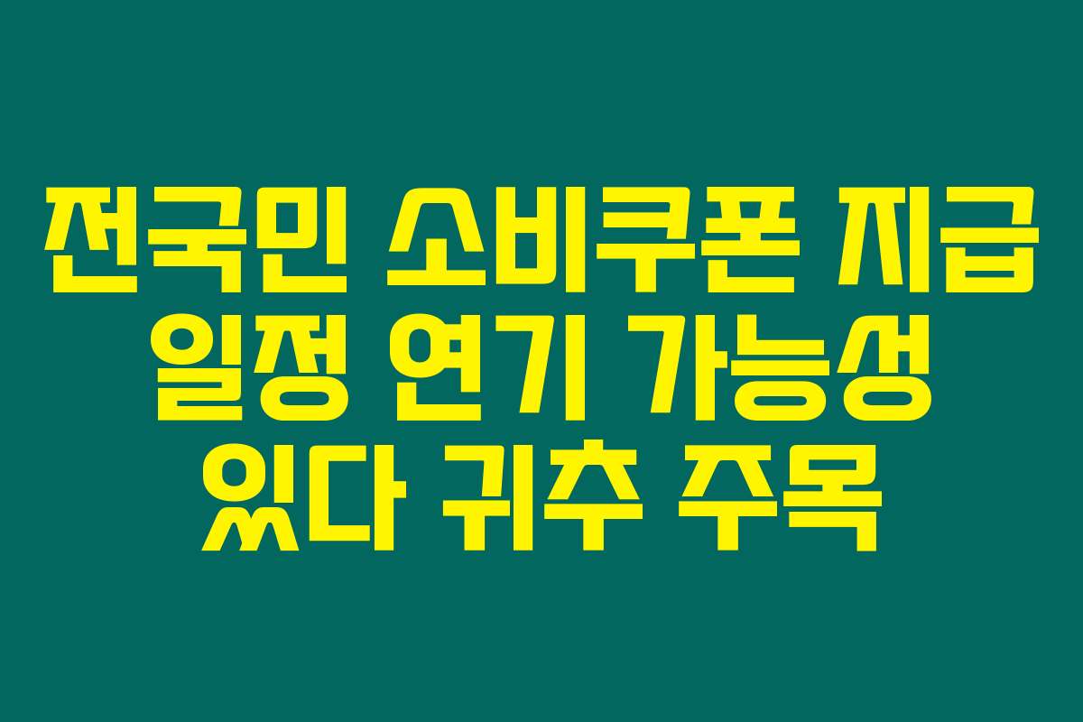 전국민 소비쿠폰 지급 일정 연기 가능성 있다 귀추 주목