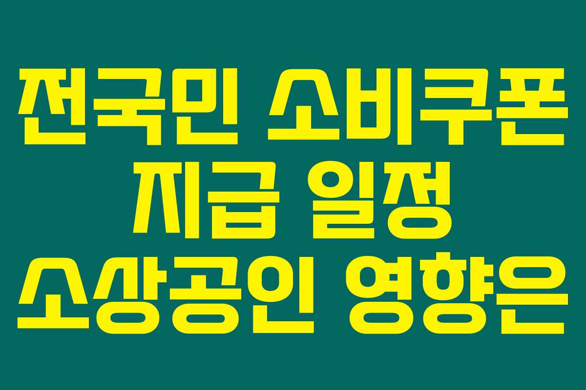 전국민 소비쿠폰 지급 일정 소상공인 영향은