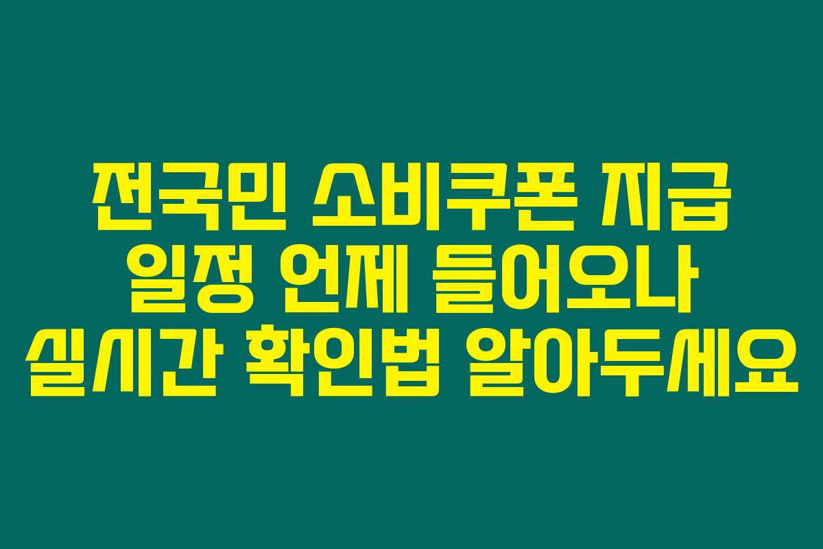 전국민 소비쿠폰 지급 일정 언제 들어오나 실시간 확인법 알아두세요