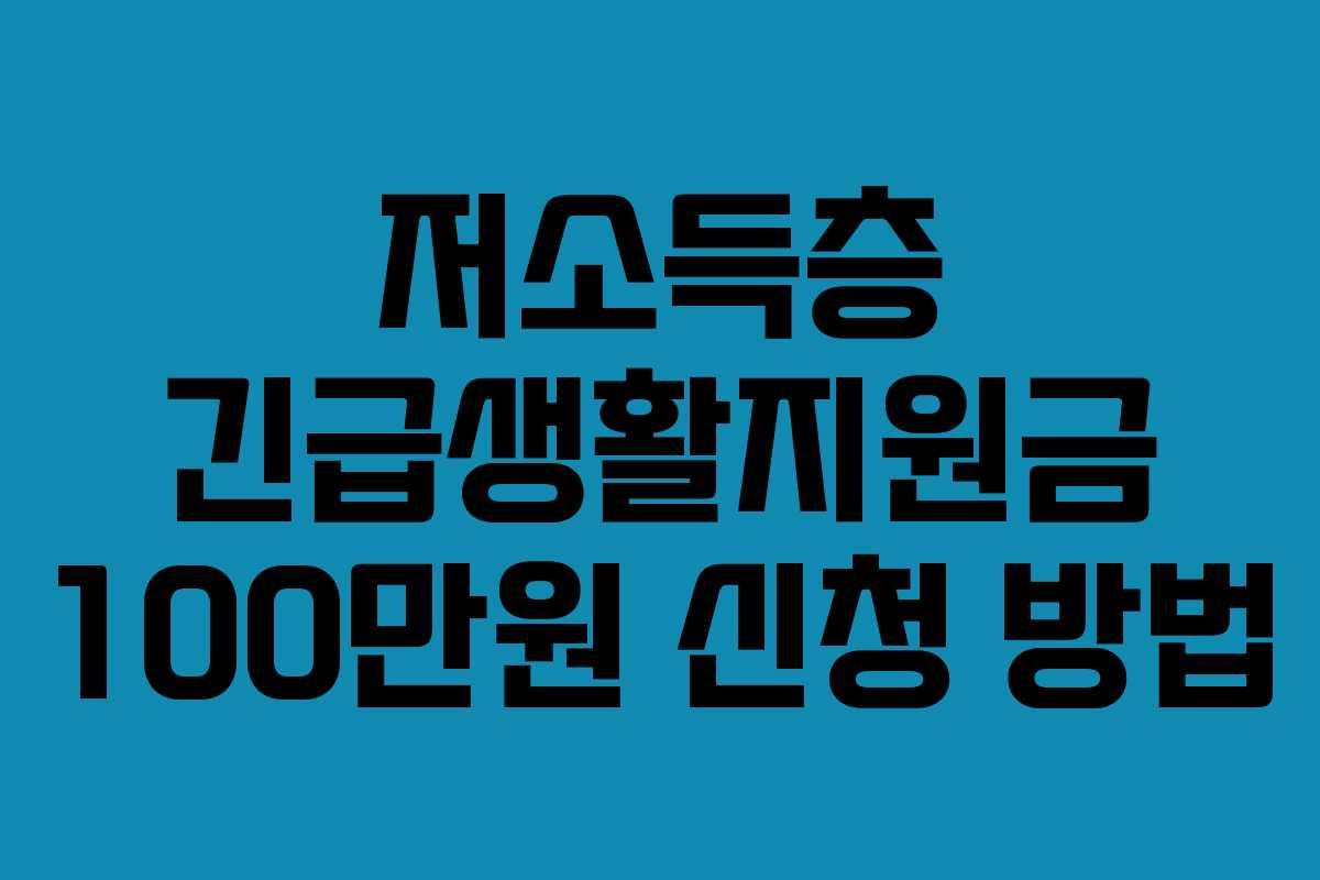 저소득층 긴급생활지원금 100만원 신청 방법