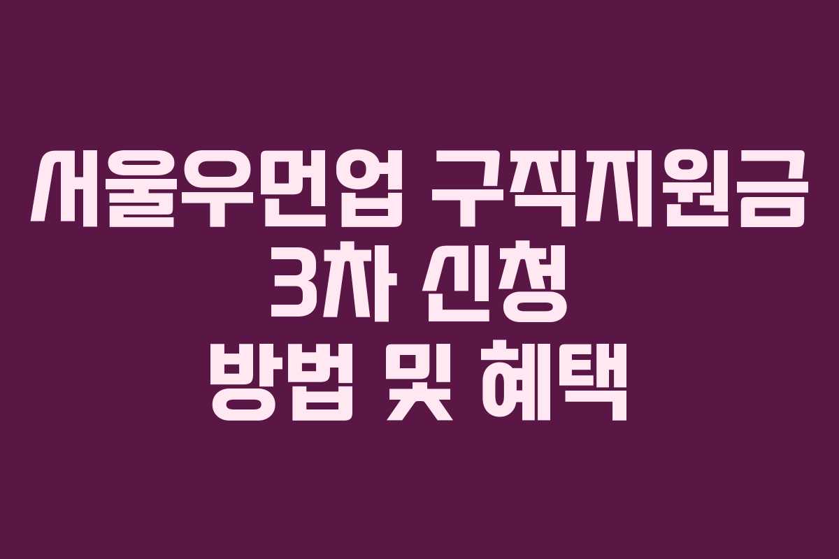 서울우먼업 구직지원금 3차 신청 방법 및 혜택