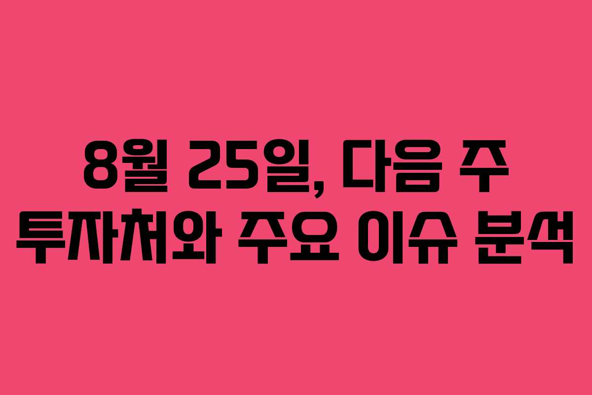 8월 25일, 다음 주 투자처와 주요 이슈 분석