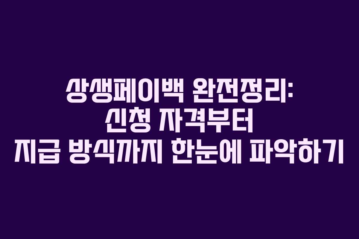 상생페이백 완전정리: 신청 자격부터 지급 방식까지 한눈에 파악하기