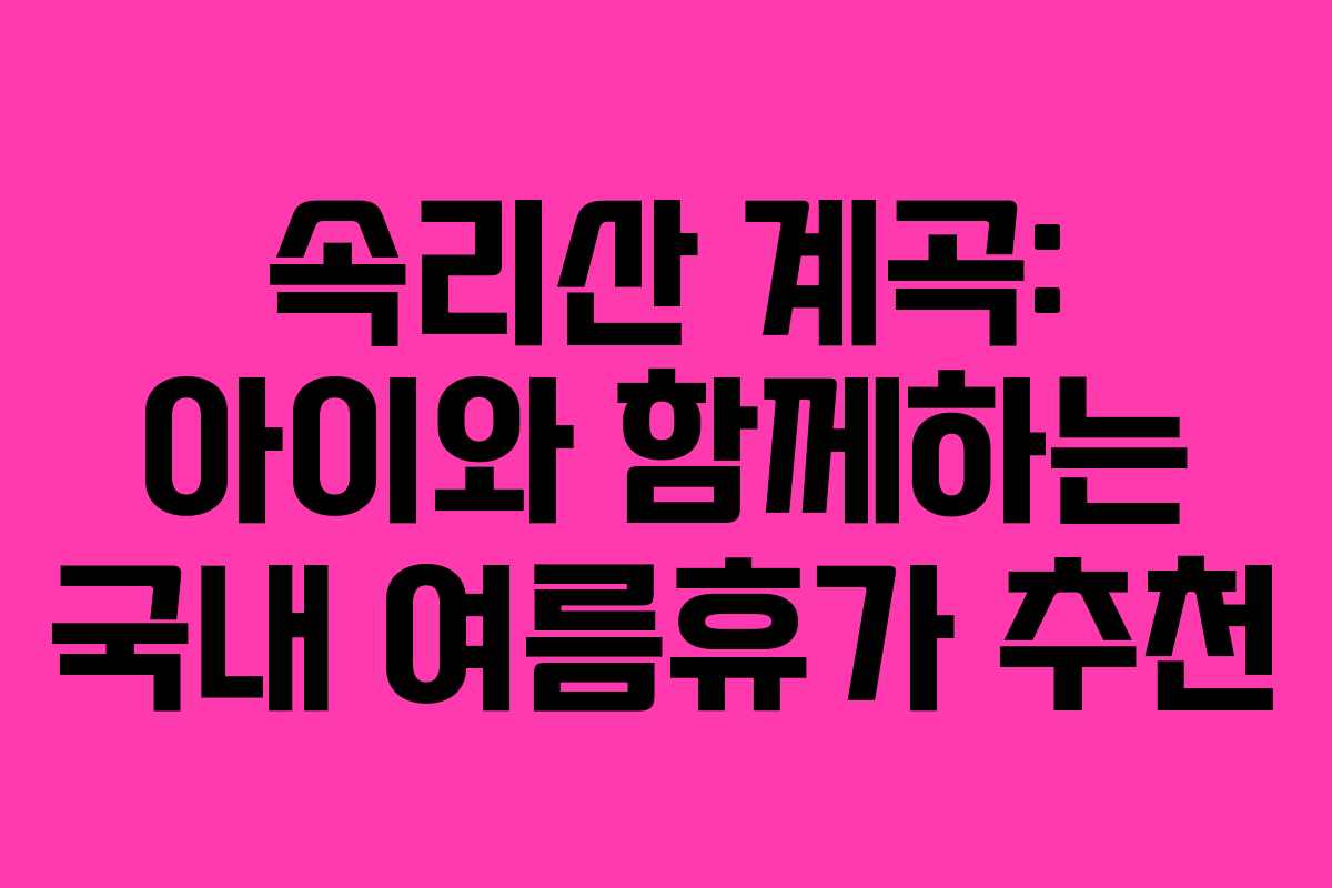 속리산 계곡: 아이와 함께하는 국내 여름휴가 추천