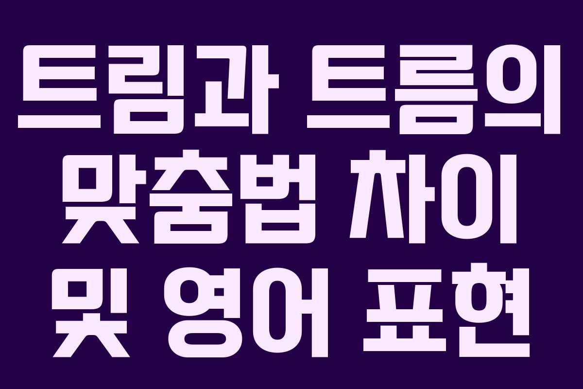 트림과 트름의 맞춤법 차이 및 영어 표현