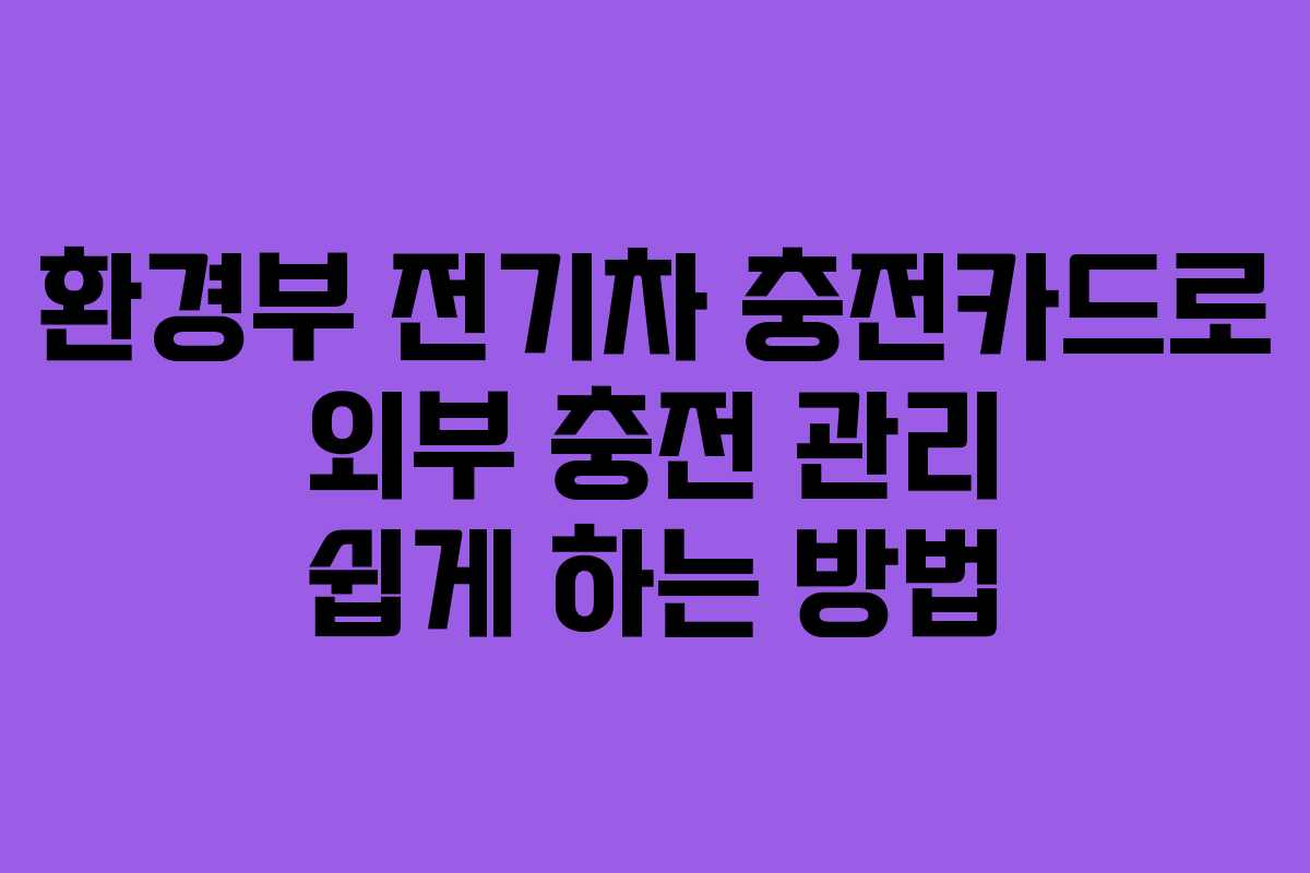 환경부 전기차 충전카드로 외부 충전 관리 쉽게 하는 방법 환경부 전기차 충전카드로 외부 충전 관리 쉽게 하는 방법