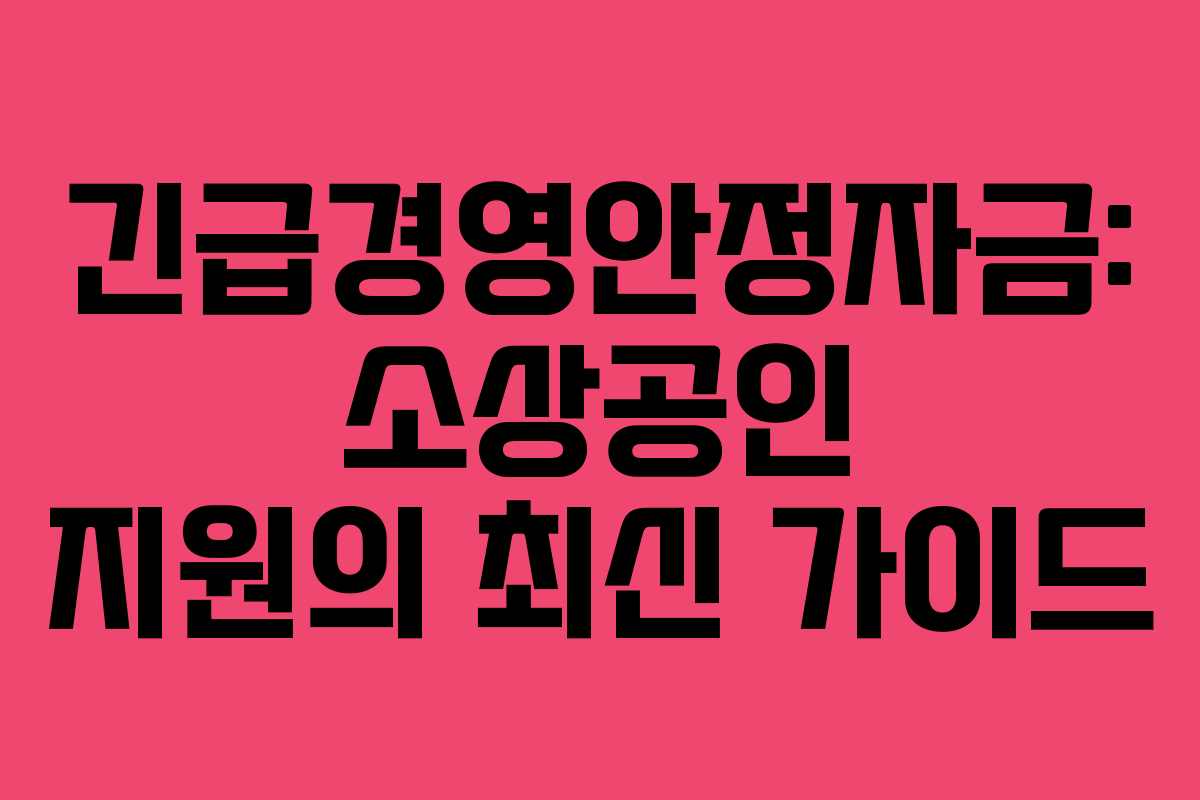 긴급경영안정자금: 소상공인 지원의 최신 가이드