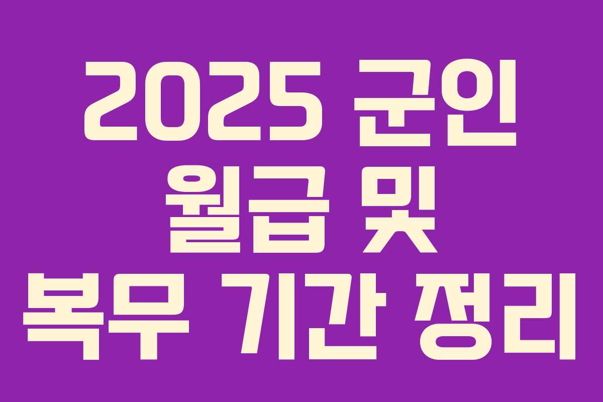 2025 군인 월급 및 복무 기간 정리