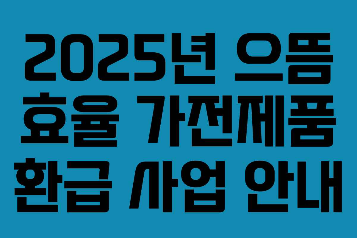 2025년 으뜸 효율 가전제품 환급 사업 안내