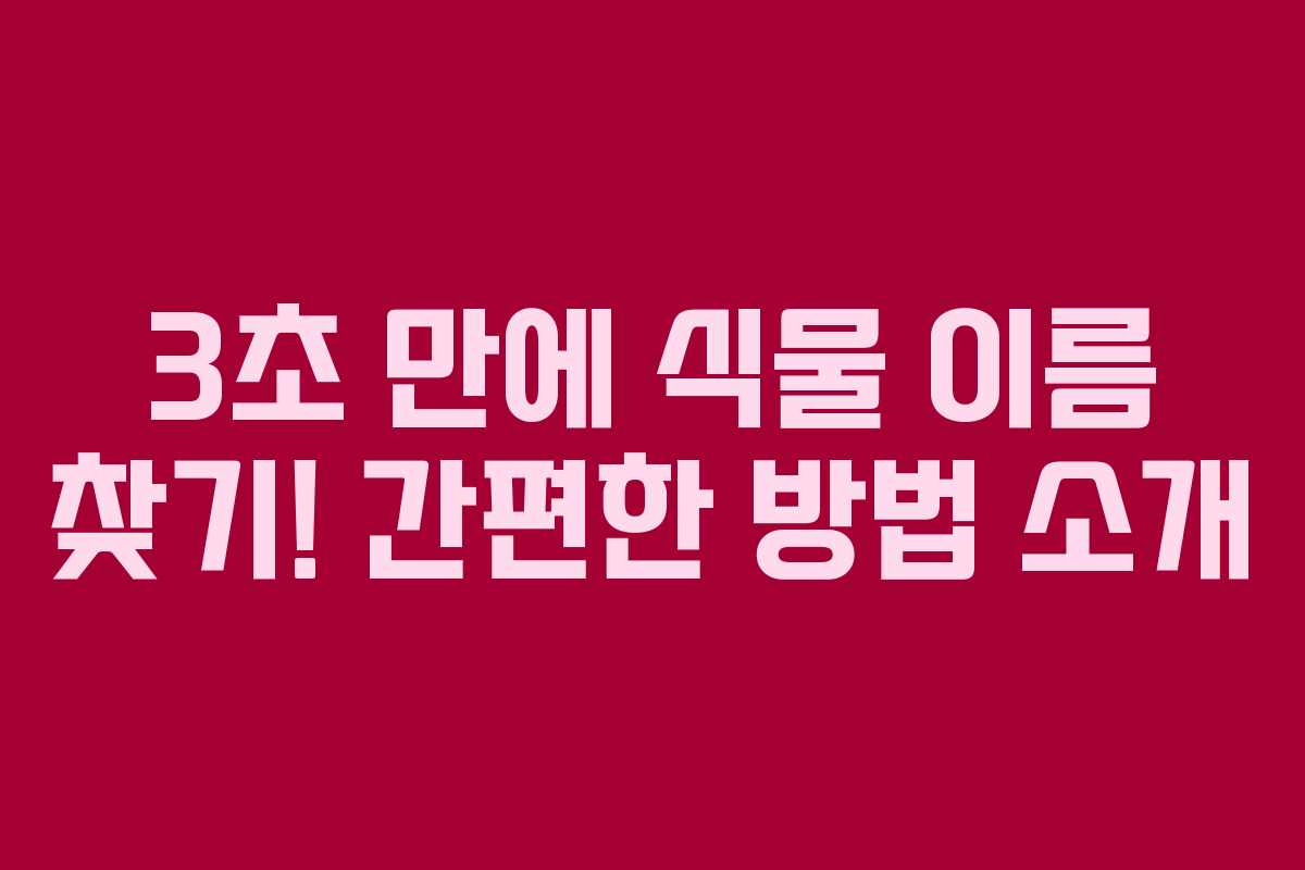 3초 만에 식물 이름 찾기! 간편한 방법 소개