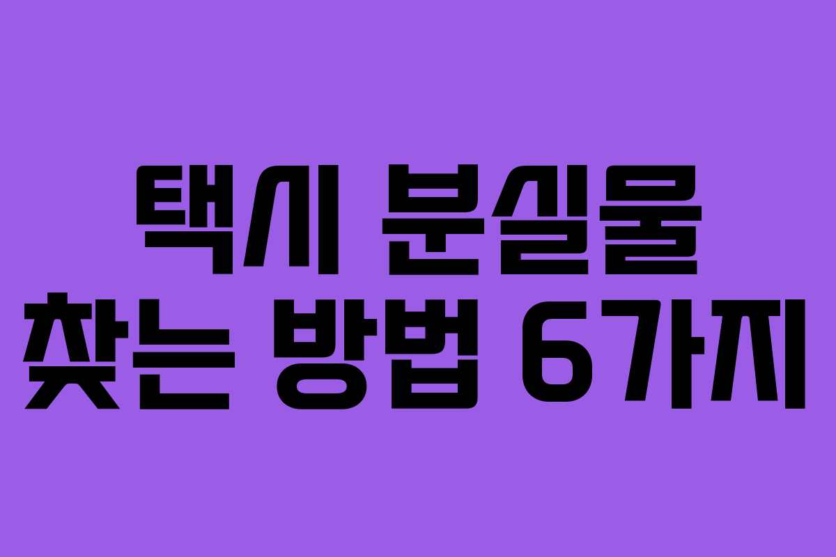 택시 분실물 찾는 방법 6가지