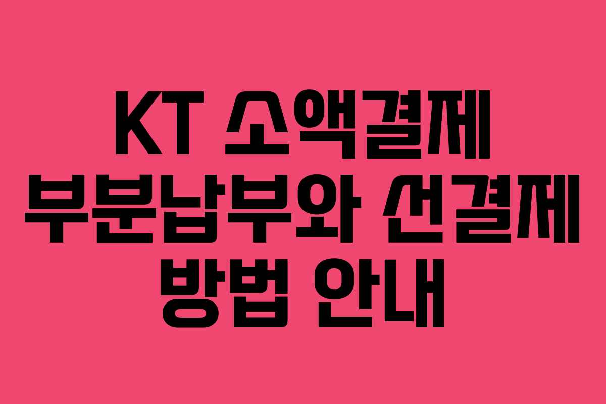KT 소액결제 부분납부와 선결제 방법 안내