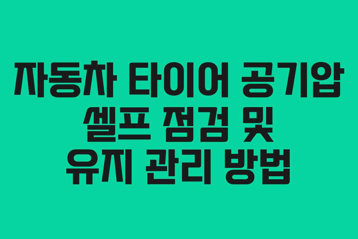 자동차 타이어 공기압 셀프 점검 및 유지 관리 방법