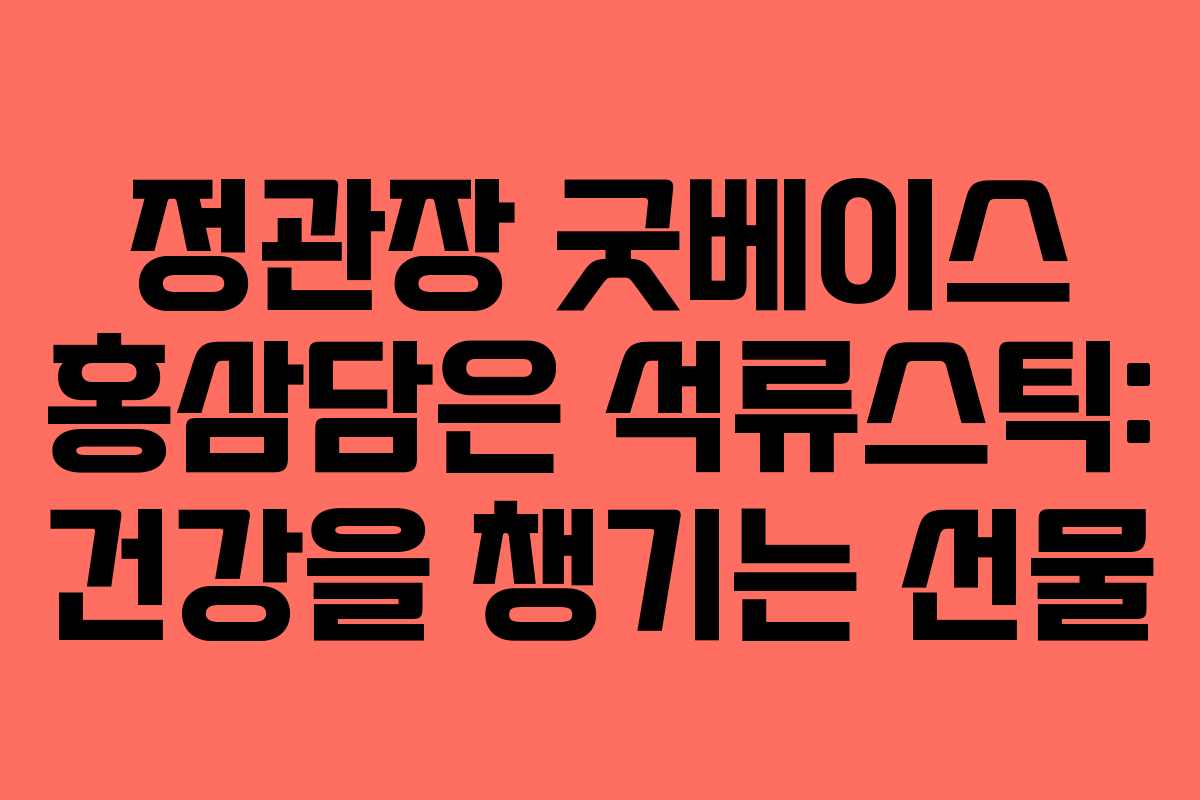 정관장 굿베이스 홍삼담은 석류스틱: 건강을 챙기는 선물