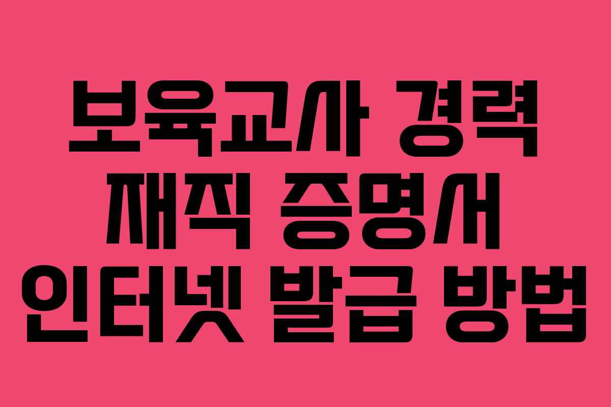 보육교사 경력 재직 증명서 인터넷 발급 방법