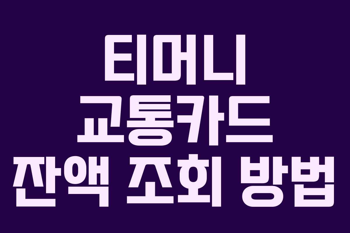 티머니 교통카드 잔액 조회 방법