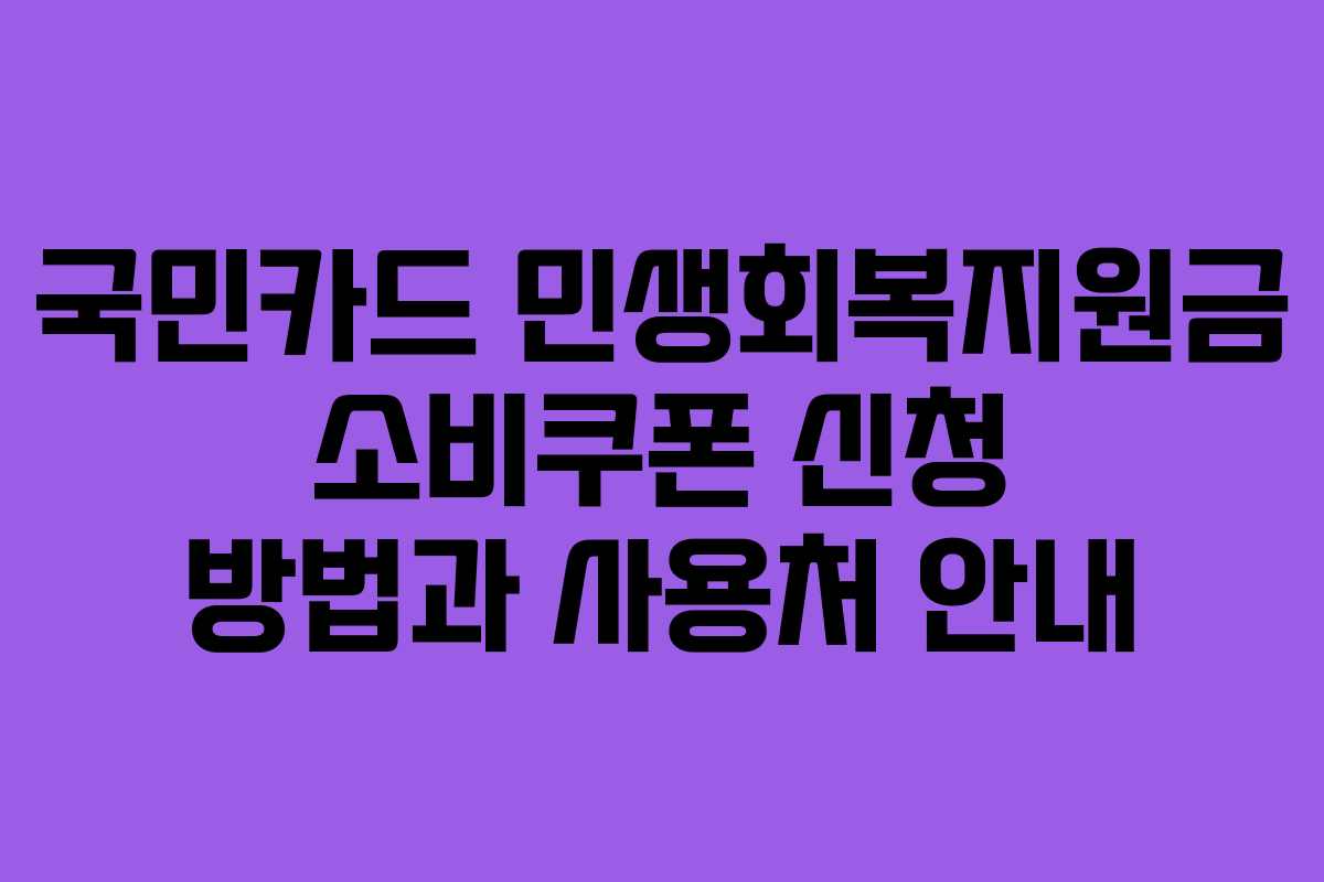 국민카드 민생회복지원금 소비쿠폰 신청 방법과 사용처 안내