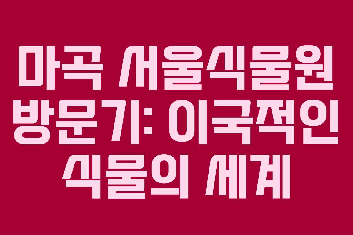 마곡 서울식물원 방문기: 이국적인 식물의 세계