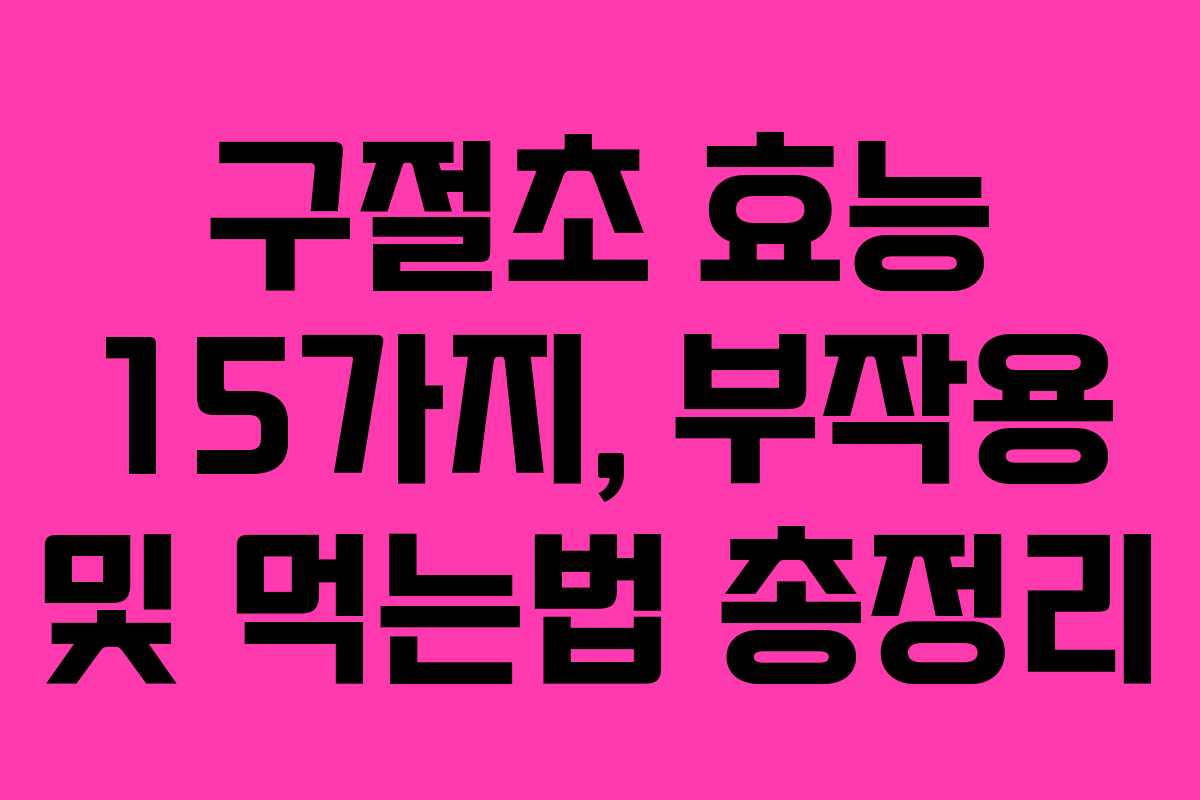 구절초 효능 15가지, 부작용 및 먹는법 총정리