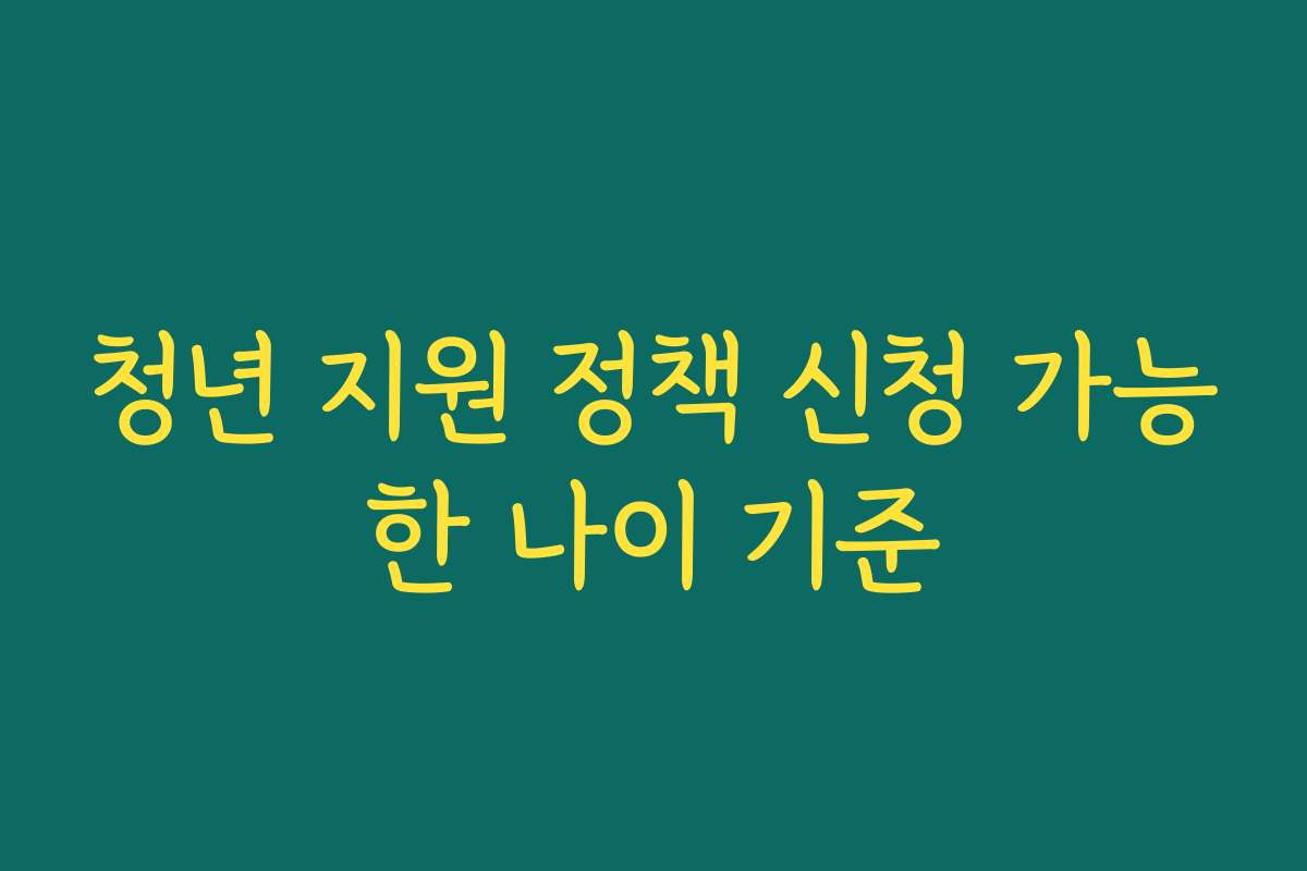 청년 지원 정책 신청 가능한 나이 기준