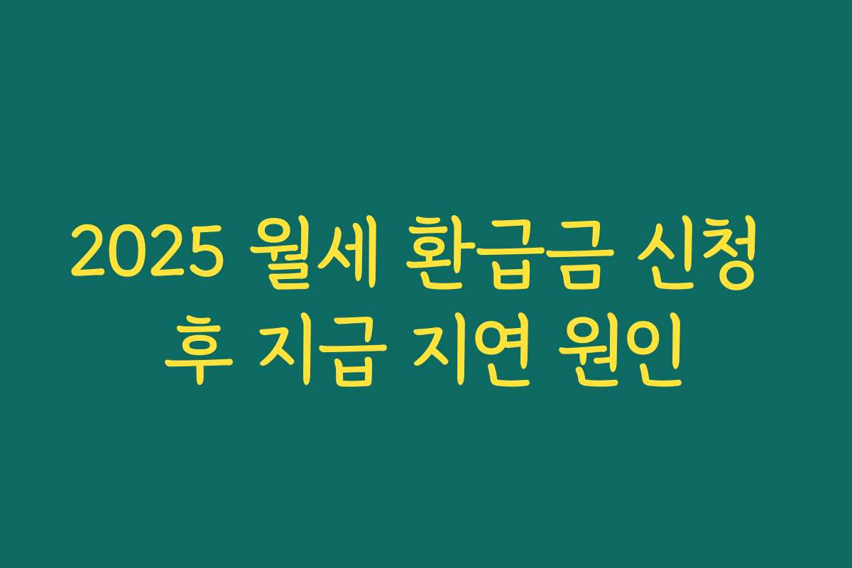 2025 월세 환급금 신청 후 지급 지연 원인