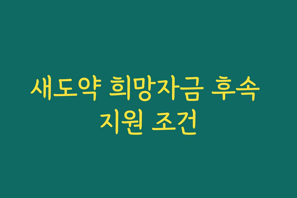 새도약 희망자금 후속 지원 조건