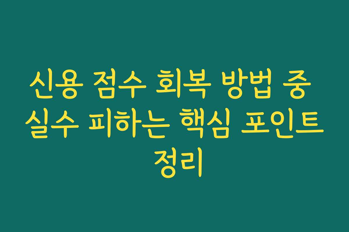 신용 점수 회복 방법 중 실수 피하는 핵심 포인트 정리