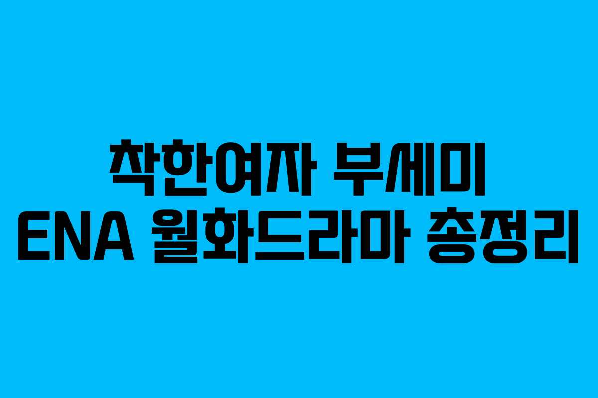 착한여자 부세미 ENA 월화드라마 총정리