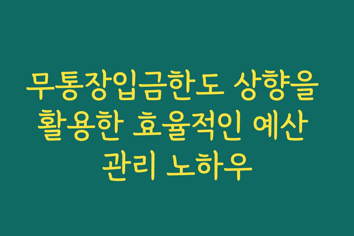 무통장입금한도 상향을 활용한 효율적인 예산 관리 노하우
