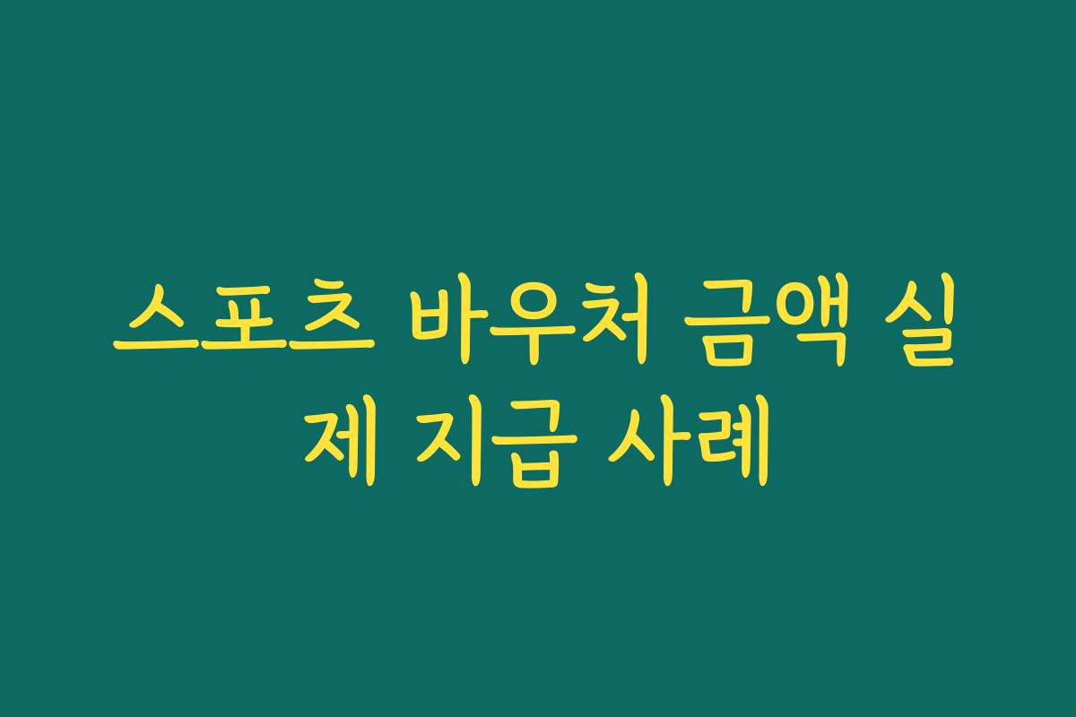 스포츠 바우처 금액 실제 지급 사례