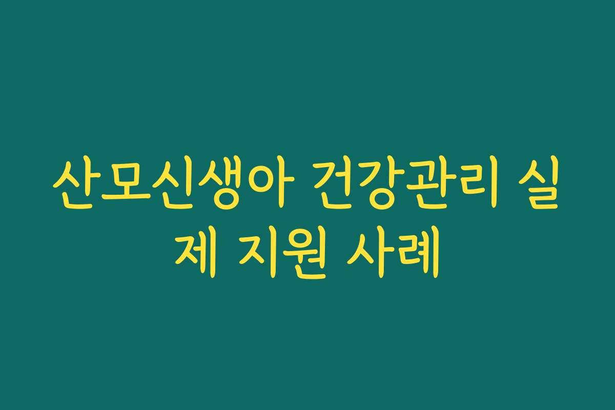산모신생아 건강관리 실제 지원 사례